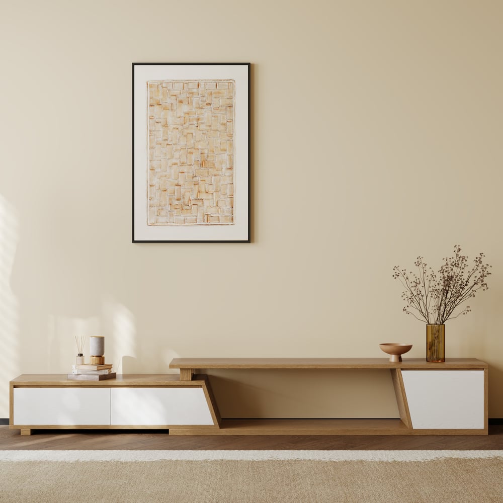 Fero Walnut Extendable TV Stand with 3 Drawers(1800mm-2800mm) window image