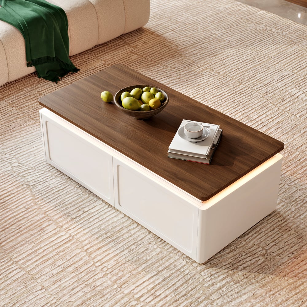 47"  Walnut & White LED Coffee Table window image