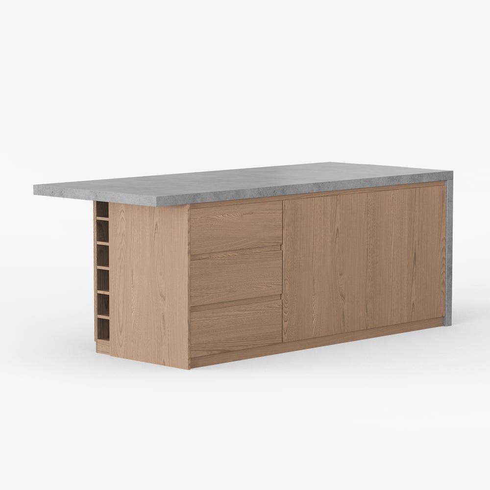 72"Japandi Style Wood Kitchen Island with Storage window image