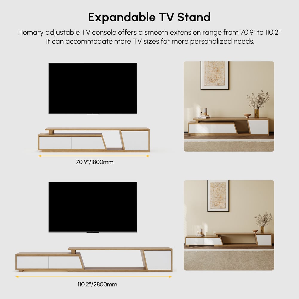 Fero Walnut Extendable TV Stand with 3 Drawers(1800mm-2800mm) window image