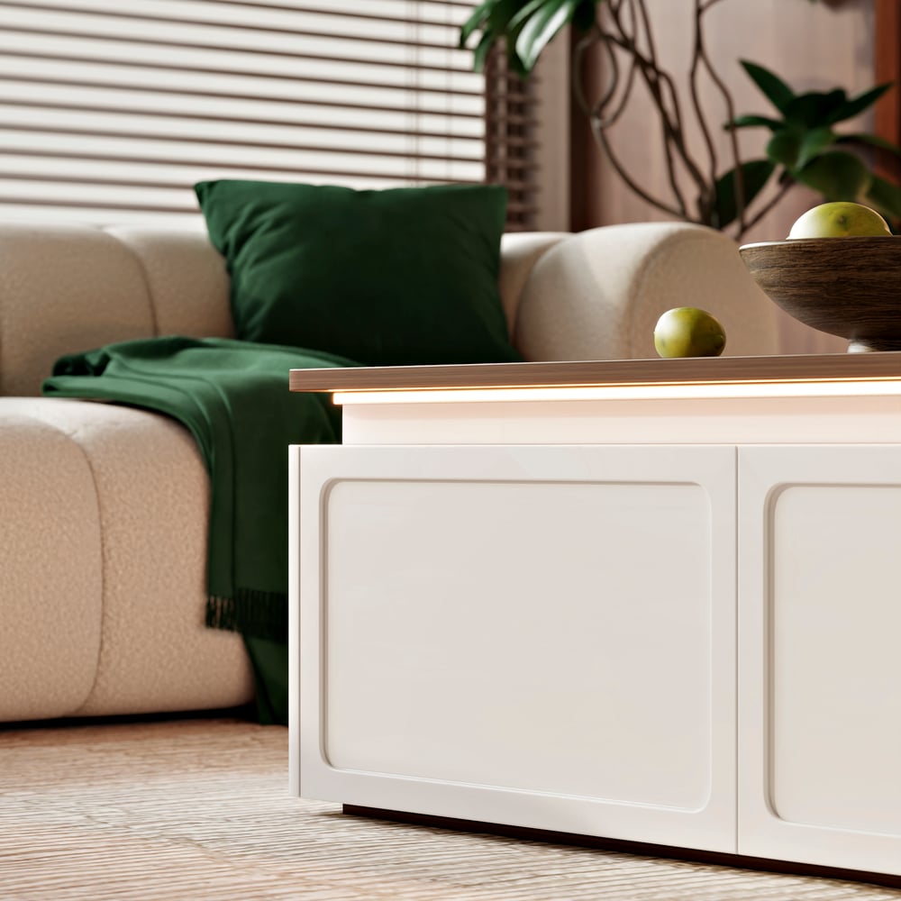 47"  Walnut & White LED Coffee Table window image
