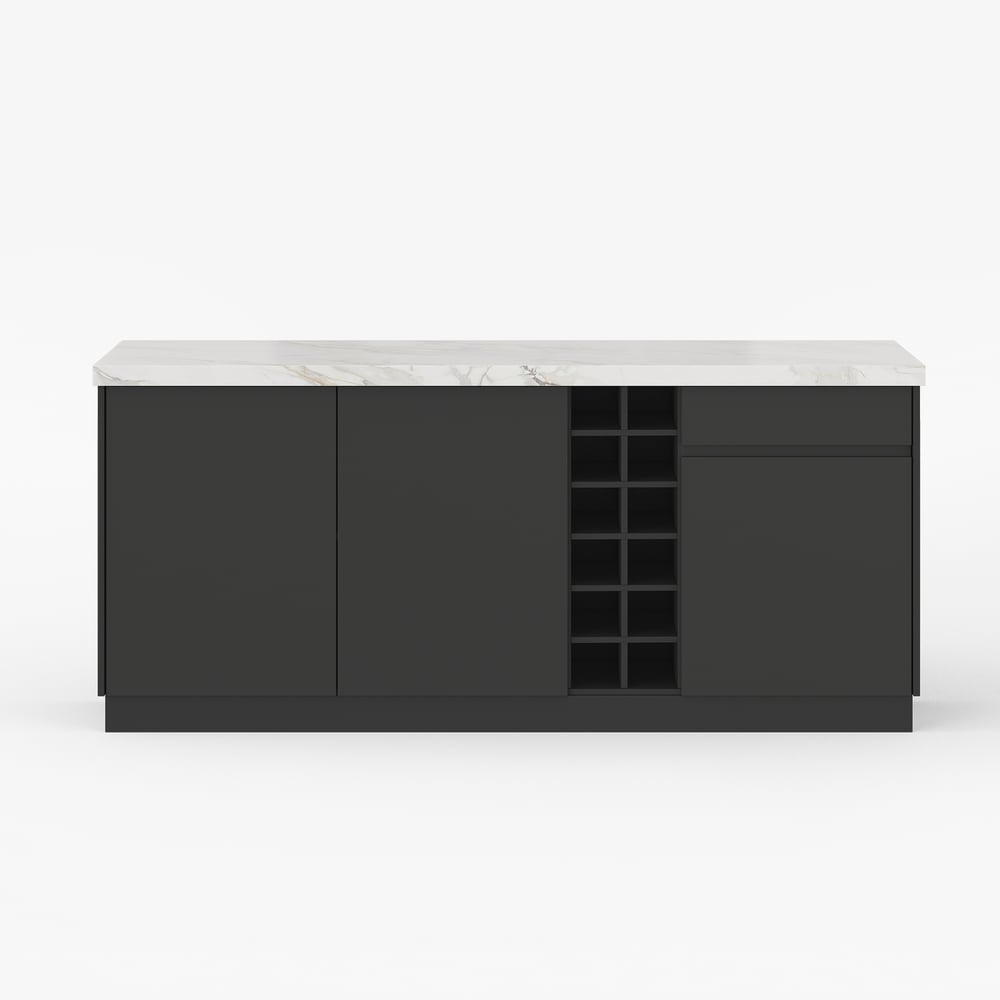 72" Japandi Style Kitchen Island with Multi-Storage and LED Light window image