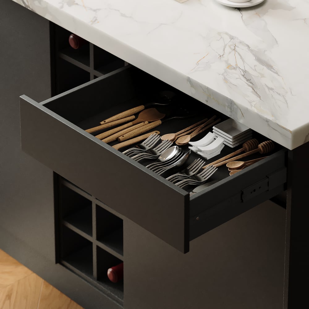 72" Japandi Style Kitchen Island with Multi-Storage and LED Light window image