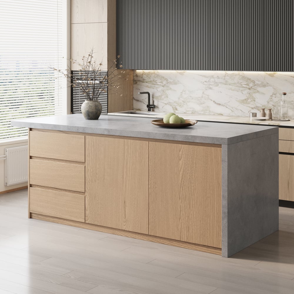 72"Japandi Style Wood Kitchen Island with Storage window image