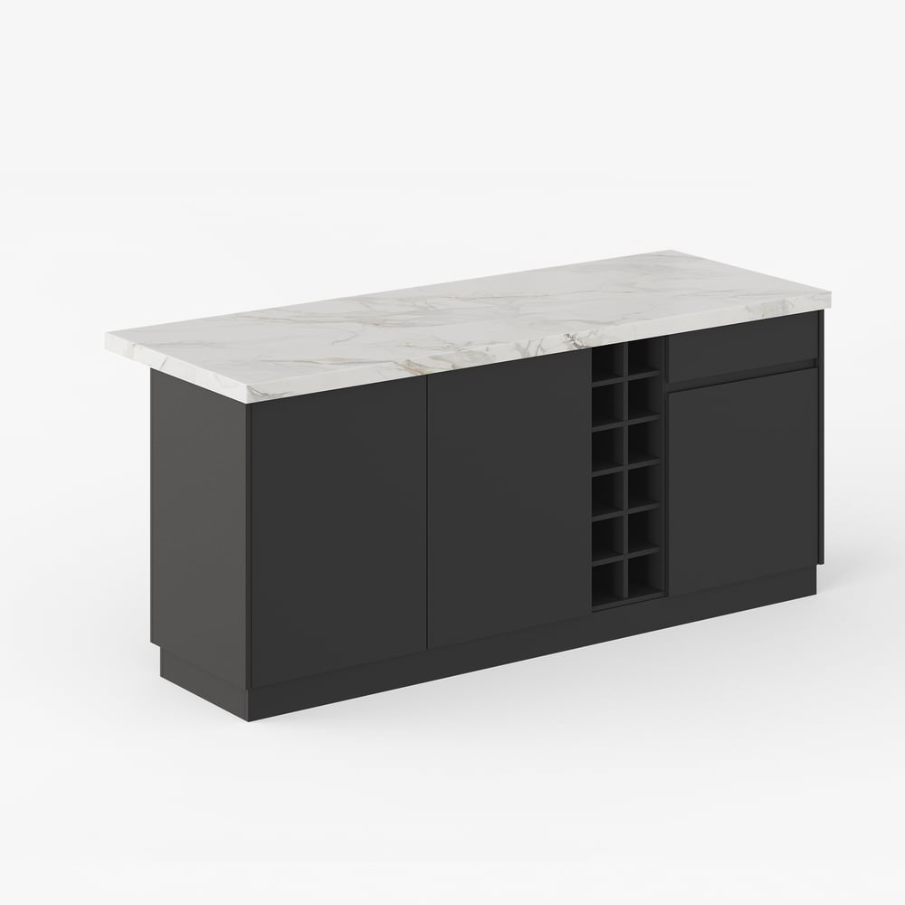 72" Japandi Style Kitchen Island with Multi-Storage and LED Light window image