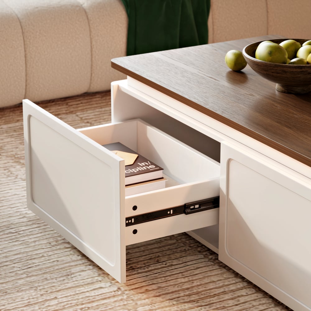 47"  Walnut & White LED Coffee Table window image
