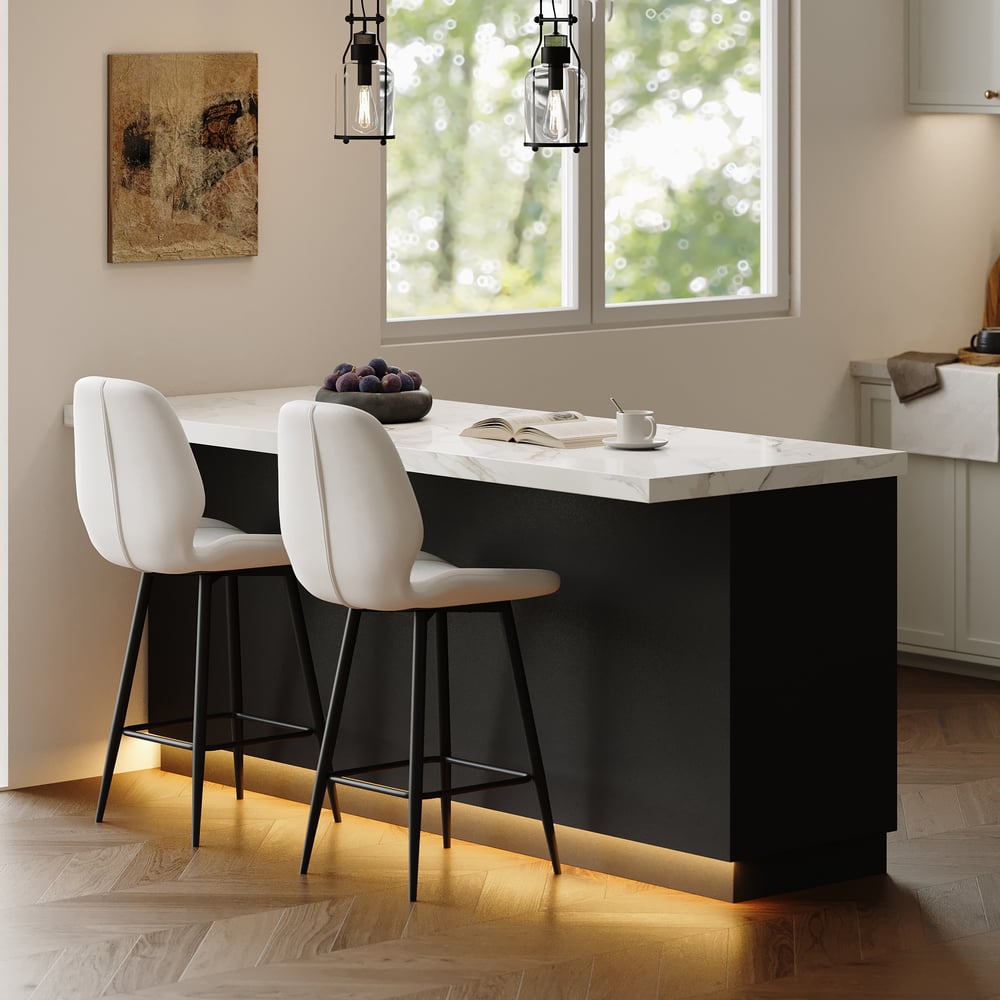 72" Japandi Style Kitchen Island with Multi-Storage and LED Light window image