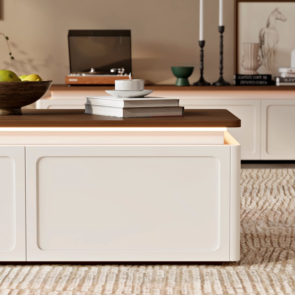 47"  Walnut & White LED Coffee Table window image
