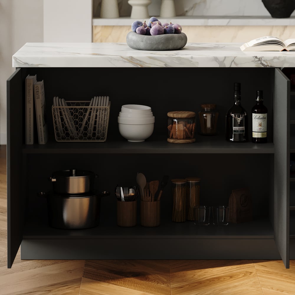 72" Japandi Style Kitchen Island with Multi-Storage and LED Light window image