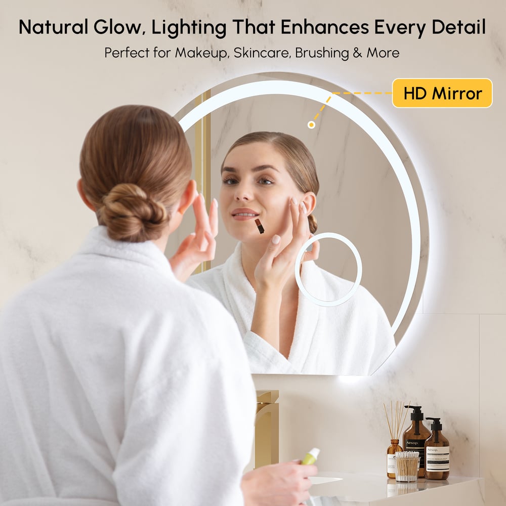 28" Wide LED Bathroom Mirror Dimmable with 3X Magnifier & Anti-Fog window image