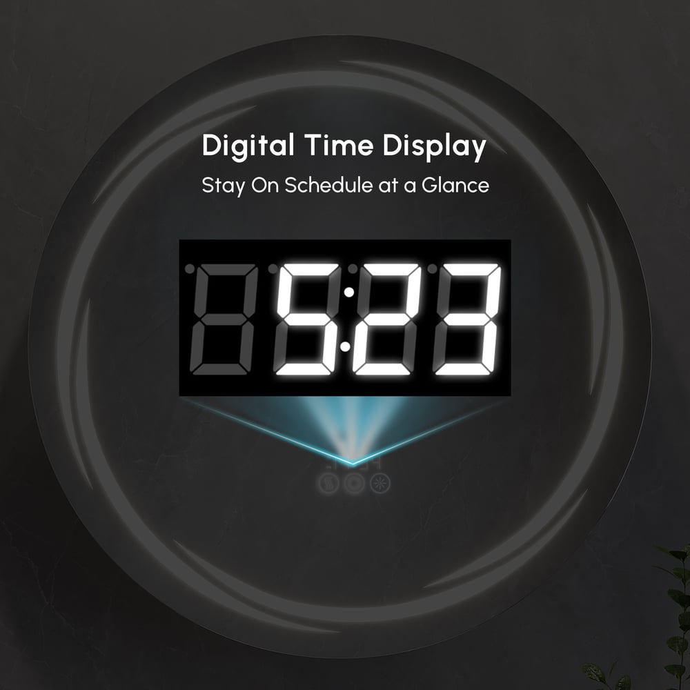 23.6" Round LED Medicine Cabinet with Storage, Anti-Fog, Dimmable — Black window image