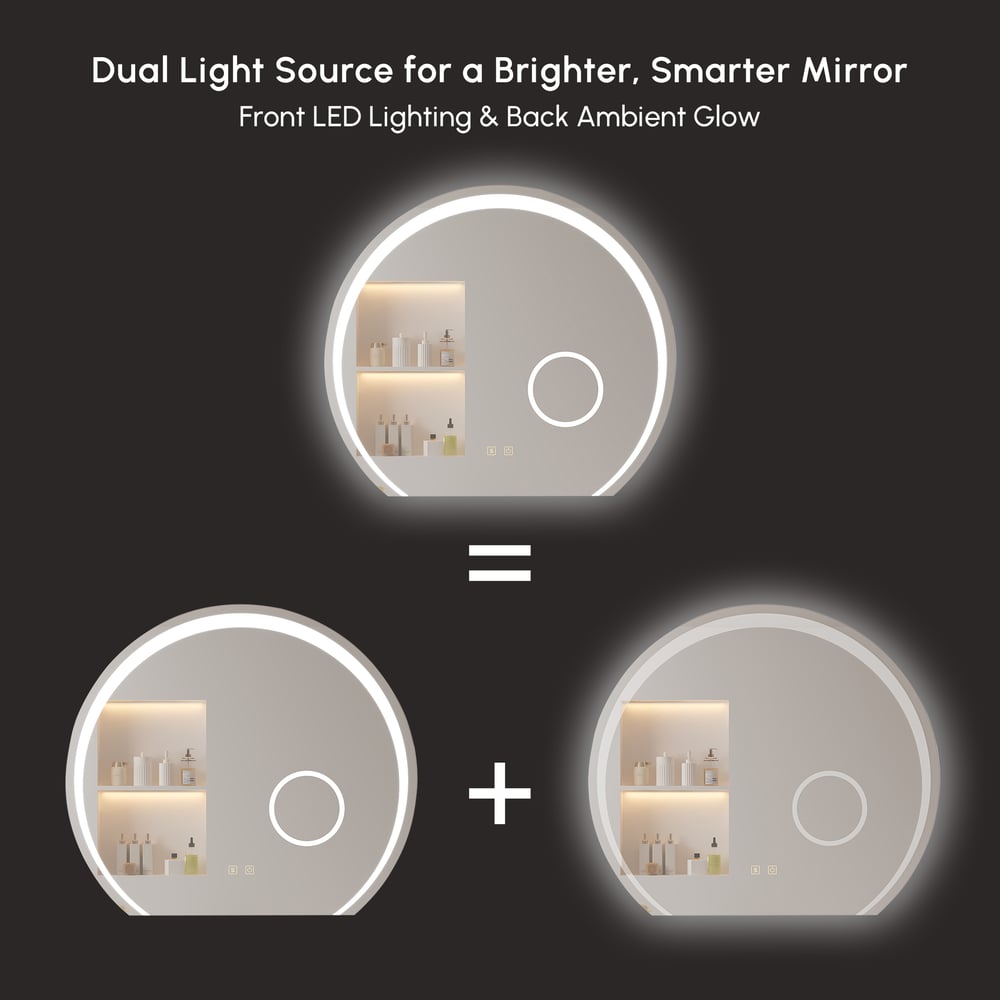 28" Wide LED Bathroom Mirror Dimmable with 3X Magnifier & Anti-Fog window image