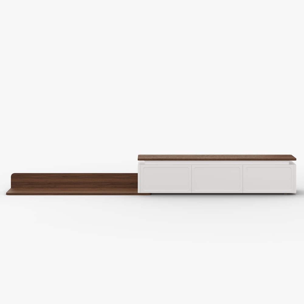 Extendable TV Stand with 3 Drawers and Light(71"-130") window image