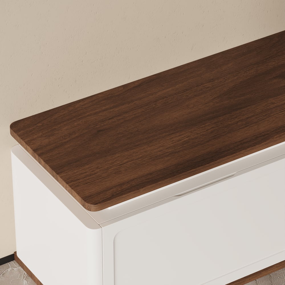Extendable TV Stand with 3 Drawers and Light(71"-130") window image
