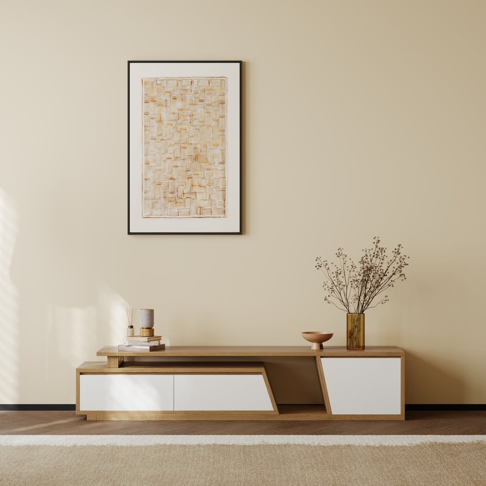Fero Walnut Extendable TV Stand with 3 Drawers(1800mm-2800mm) window image