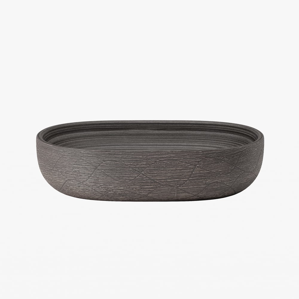 23" Grey Oval Ceramic Bathroom Sink – Matte Glazed Vessel Sink window image
