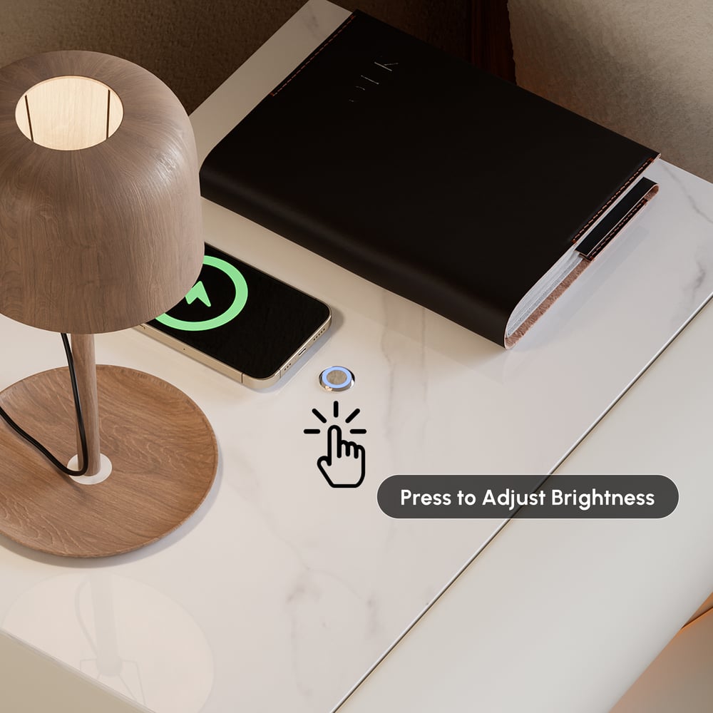 Humply Leather 2-Drawer Smart LED Nightstand window image