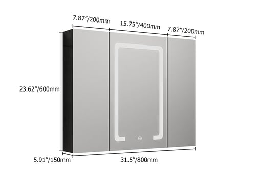 Floating Bathroom Vanity Set with LED Medicine Cabinet – Sintered Stone Countertop weights dimensions image
