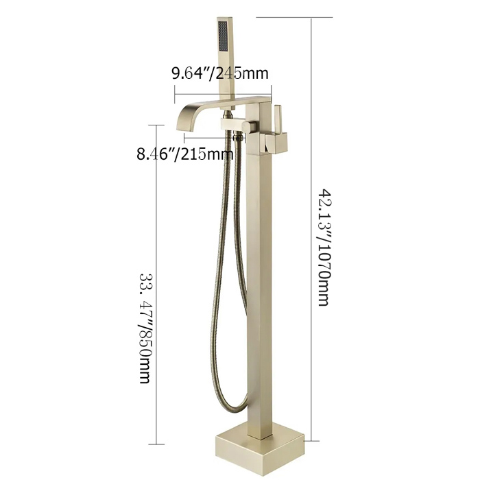 Dree Floor Mounted Tub Filler Single Handle Freestanding Bathtub Faucet Handheld Shower weights dimensions image