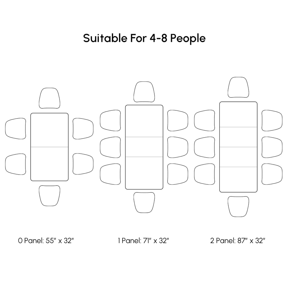 55"-87" Japandi Extendable Dining Table Whitewash Seats 4-8 People window image