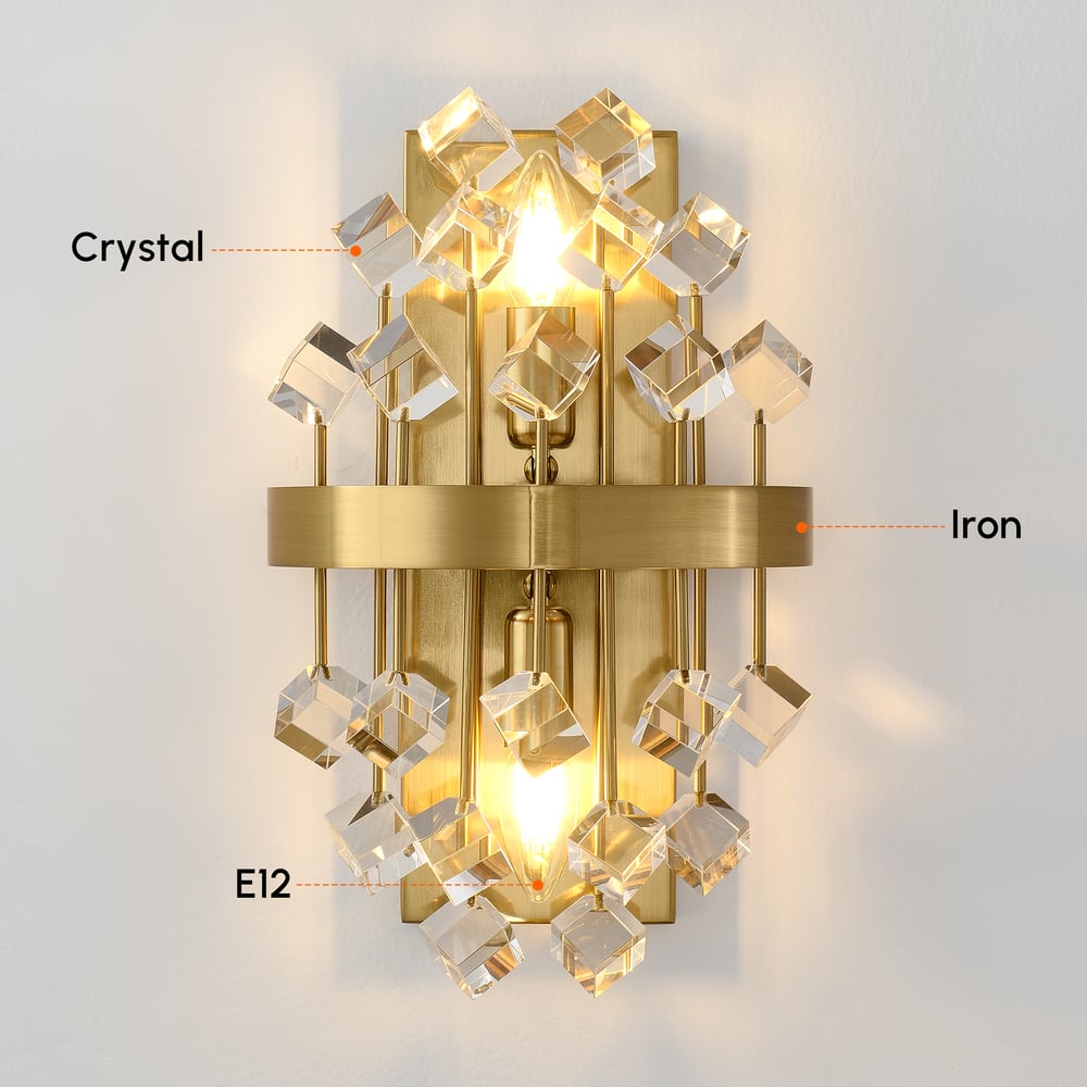 Disdal Light Luxury Crystal Wall Light with Gold Back Plate for Entryway window image