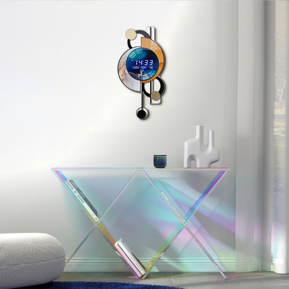 670mm LED Silent Wall Clock Multi-function Display Voice-Activated, Dual Power Suppiy window image