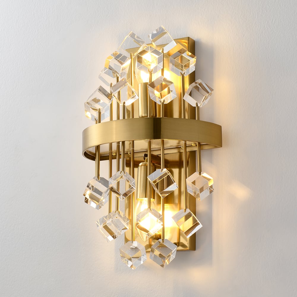 Disdal Light Luxury Crystal Wall Light with Gold Back Plate for Entryway window image