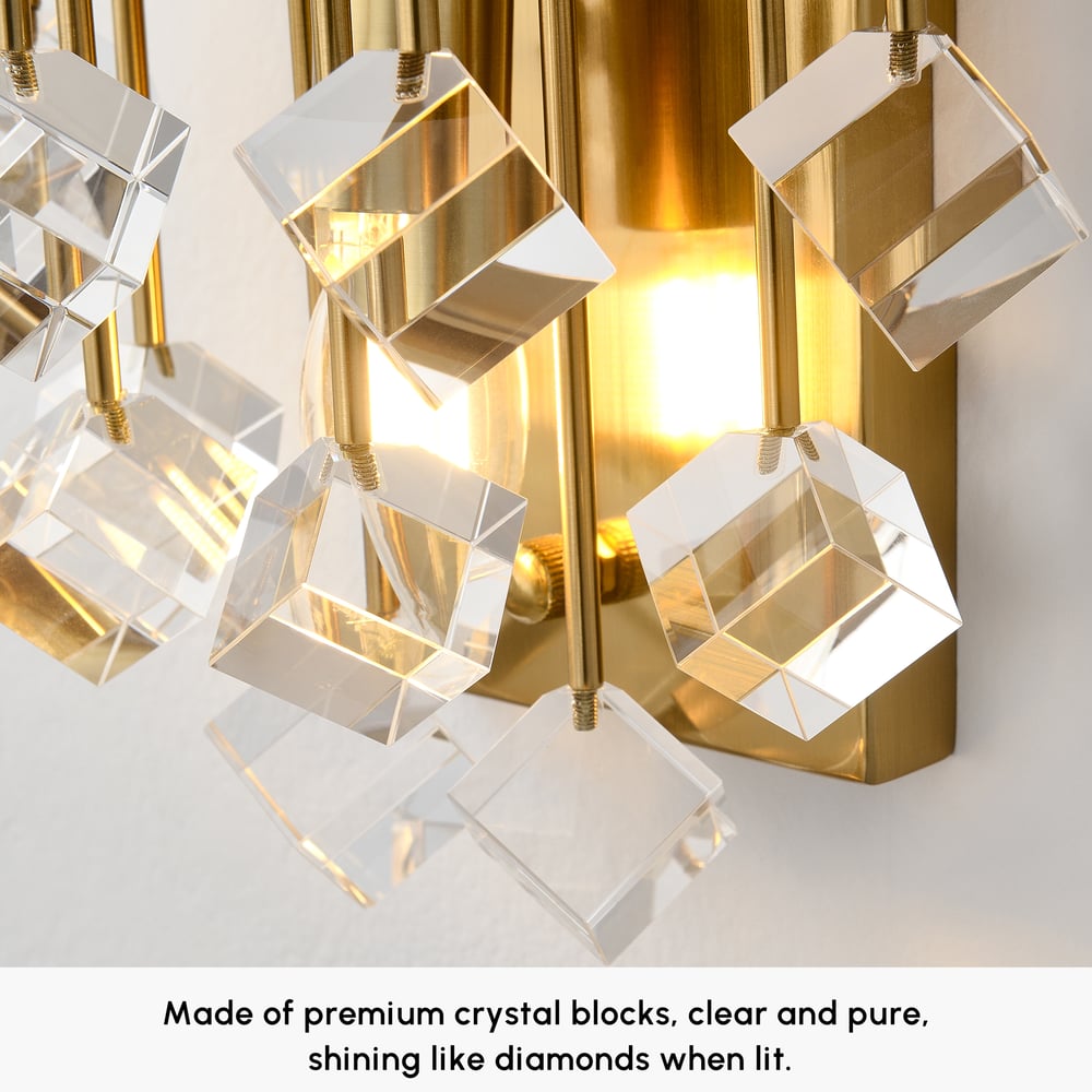 Disdal Light Luxury Crystal Wall Light with Gold Back Plate for Entryway window image