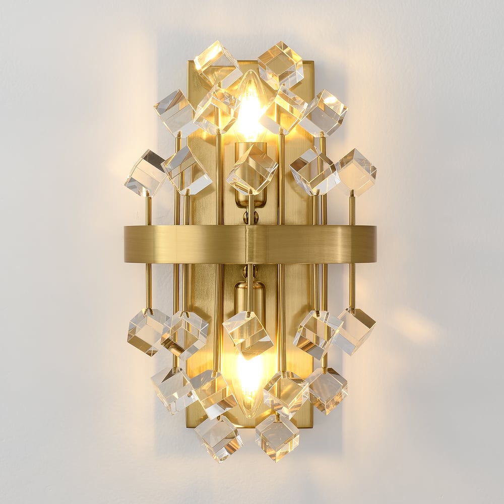 Disdal Light Luxury Crystal Wall Light with Gold Back Plate for Entryway window image