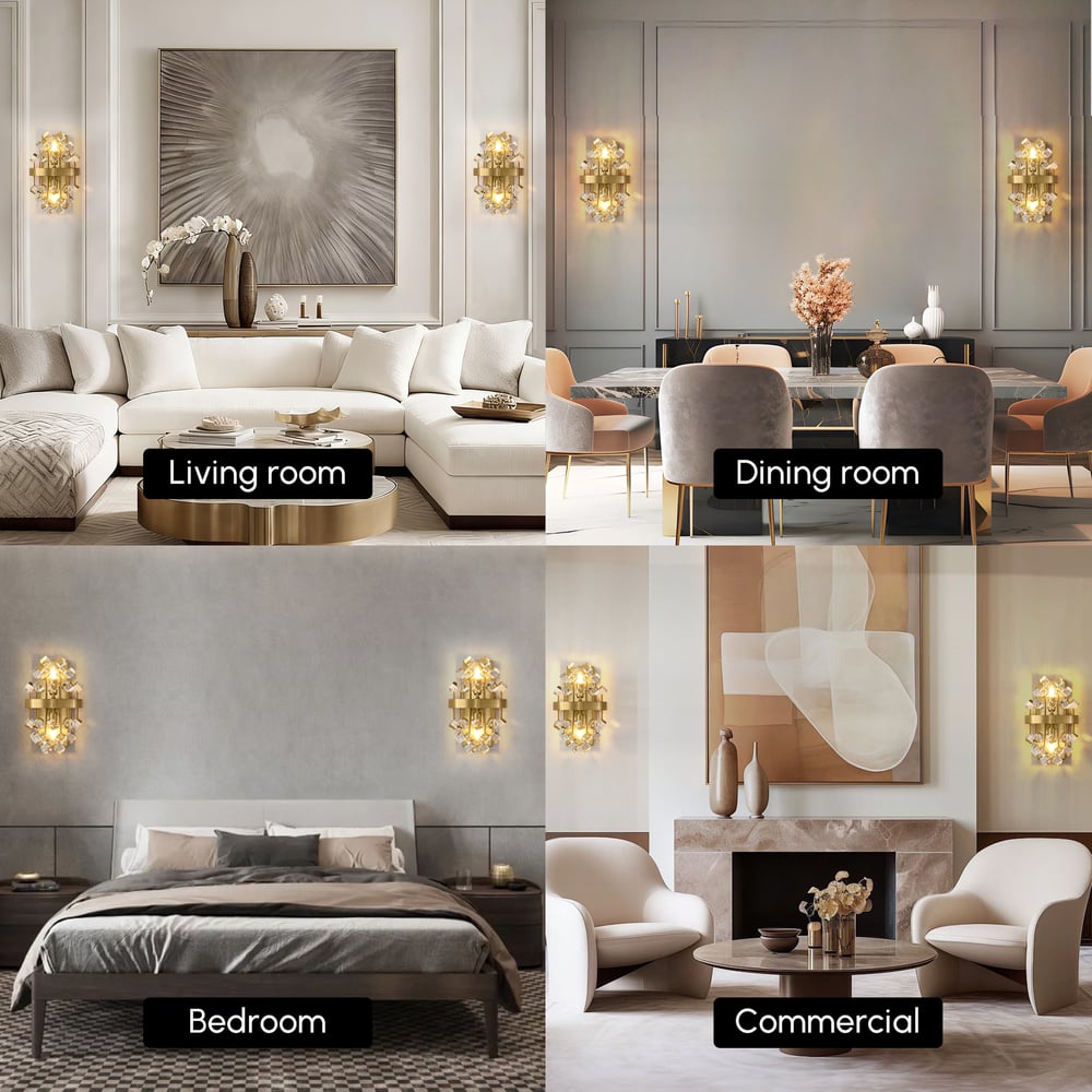 Disdal Light Luxury Crystal Wall Light with Gold Back Plate for Entryway window image