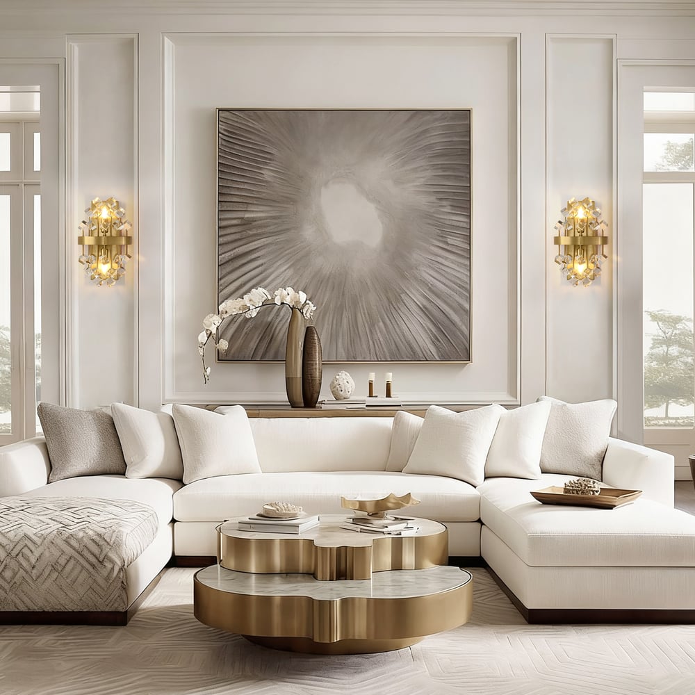 Disdal Light Luxury Crystal Wall Light with Gold Back Plate for Entryway window image