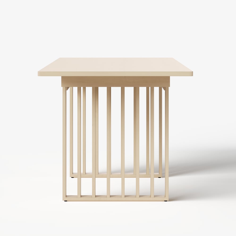 55"-87" Japandi Extendable Dining Table Whitewash Seats 4-8 People window image