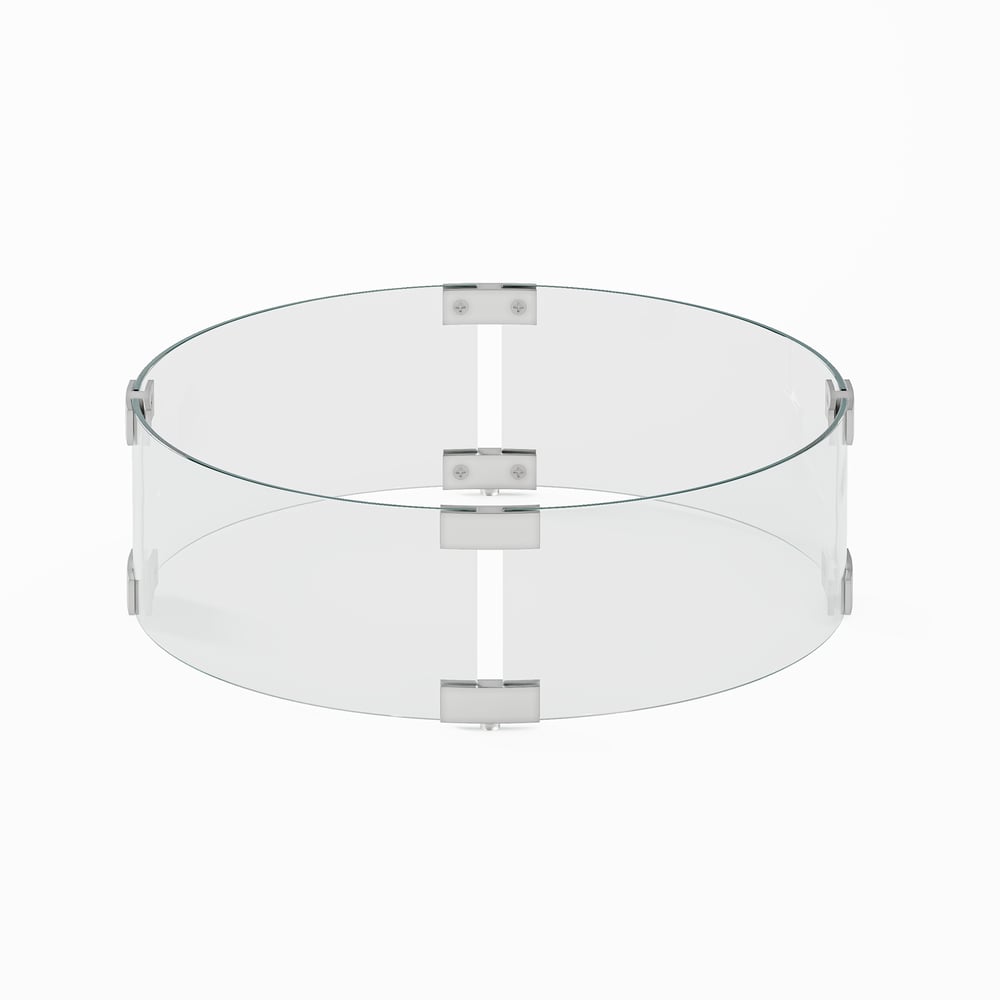 Round Tempered Glass Wind Guard for Fire Pit Table window image
