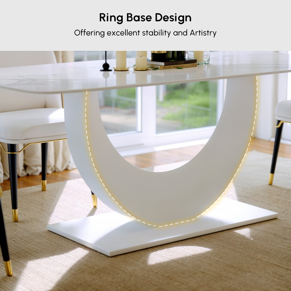 70,9 „Nowoczesny prostokątny stół jadalny ze spiekanym kamieniem 6-8 osób obraz okna