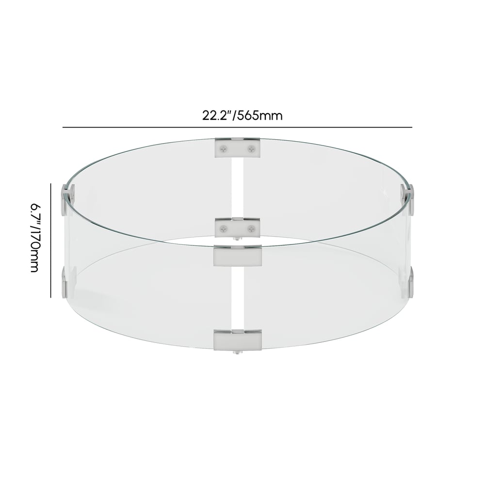Round Tempered Glass Wind Guard for Fire Pit Table weights dimensions image