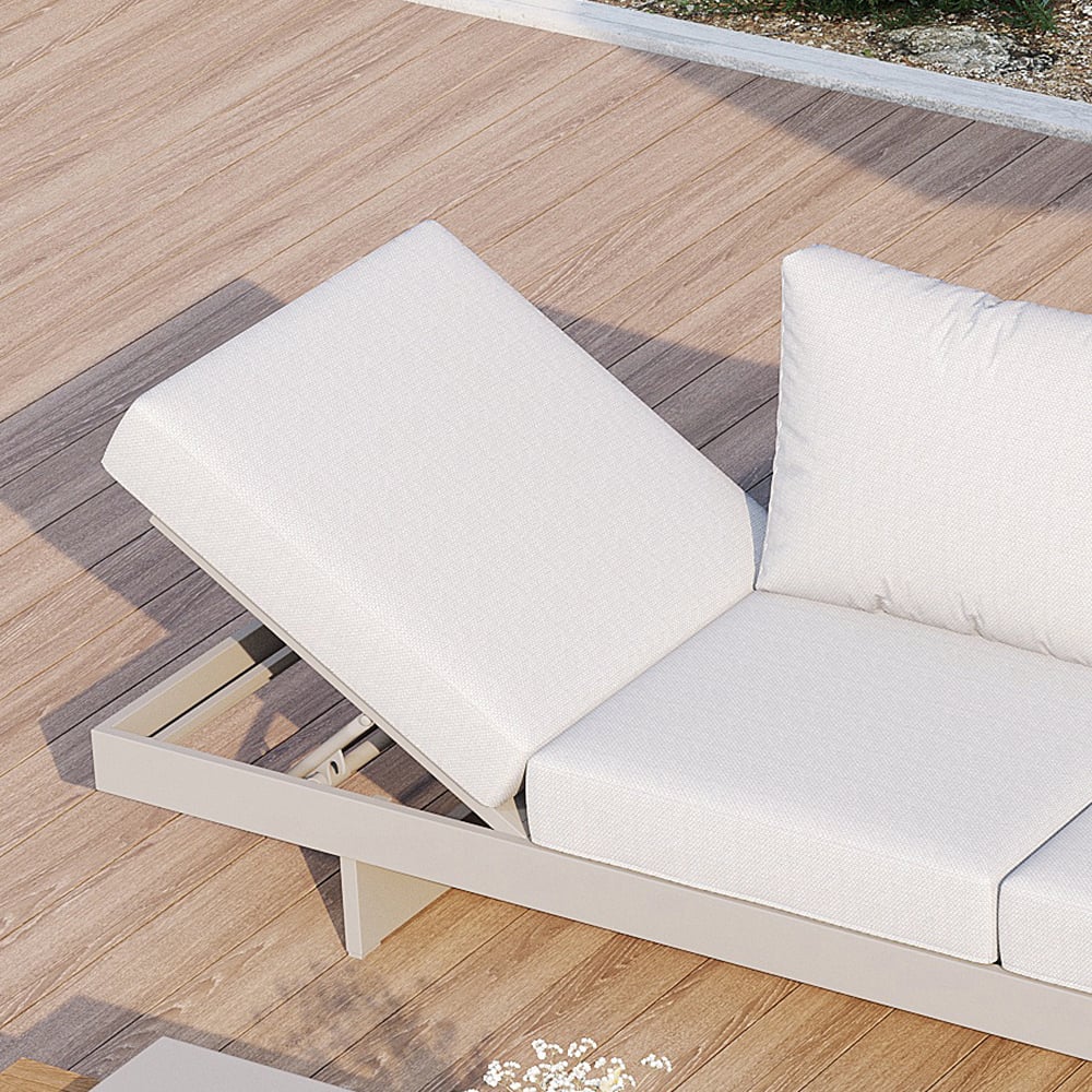 6-Pieces Modular Aluminum & Teak Outdoor Sofa Set with Covers for 6 Person in Gray window image