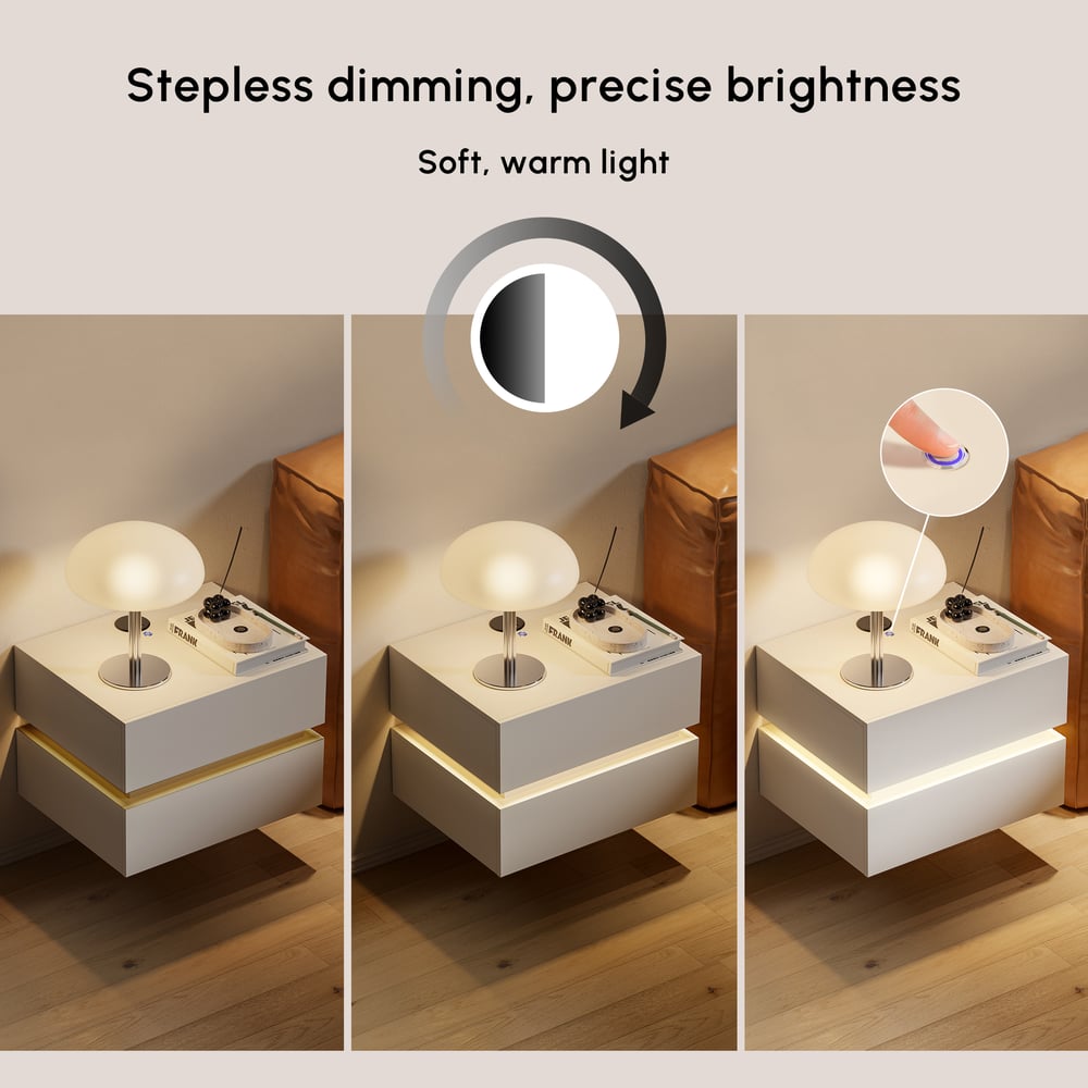 Lumio 2-Drawer LED Smart Floating Nightstand with Light window image