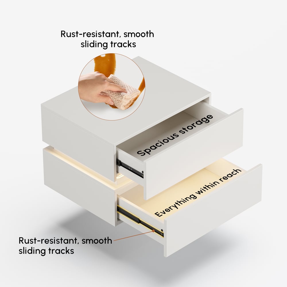 Lumio 2-Drawer LED Smart Floating Nightstand with Light window image