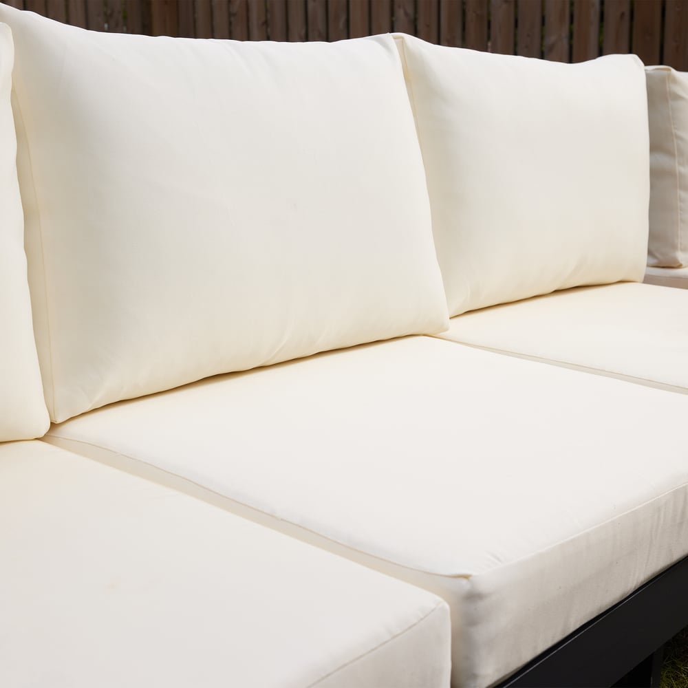 4-Pieces Modular Aluminum & Teak Outdoor Sofa Set with Covers for 6 Person in Beige window image