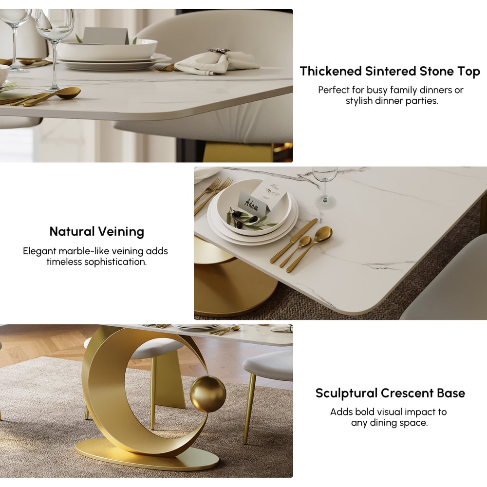 71.3" Modern Style Rectangle Sintered Stone Dining Table Seats 6-8 People window image