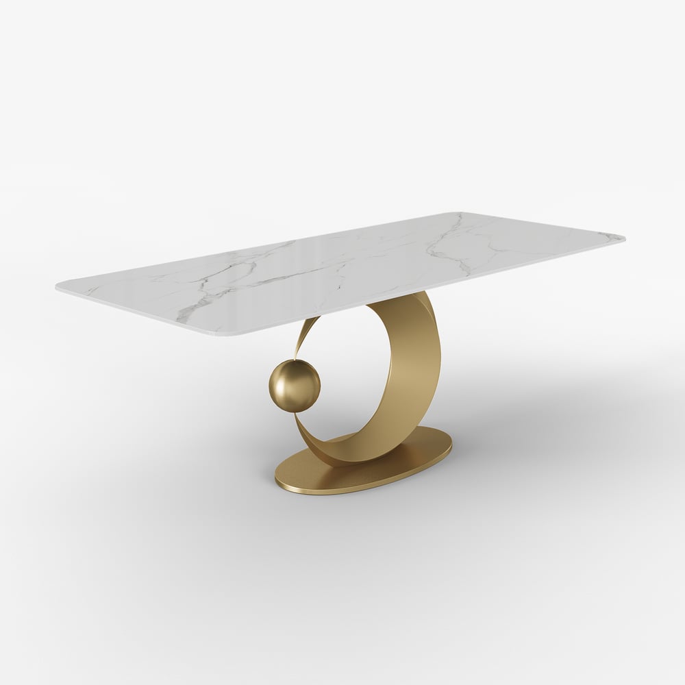 71.3" Modern Style Rectangle Sintered Stone Dining Table Seats 6-8 People window image