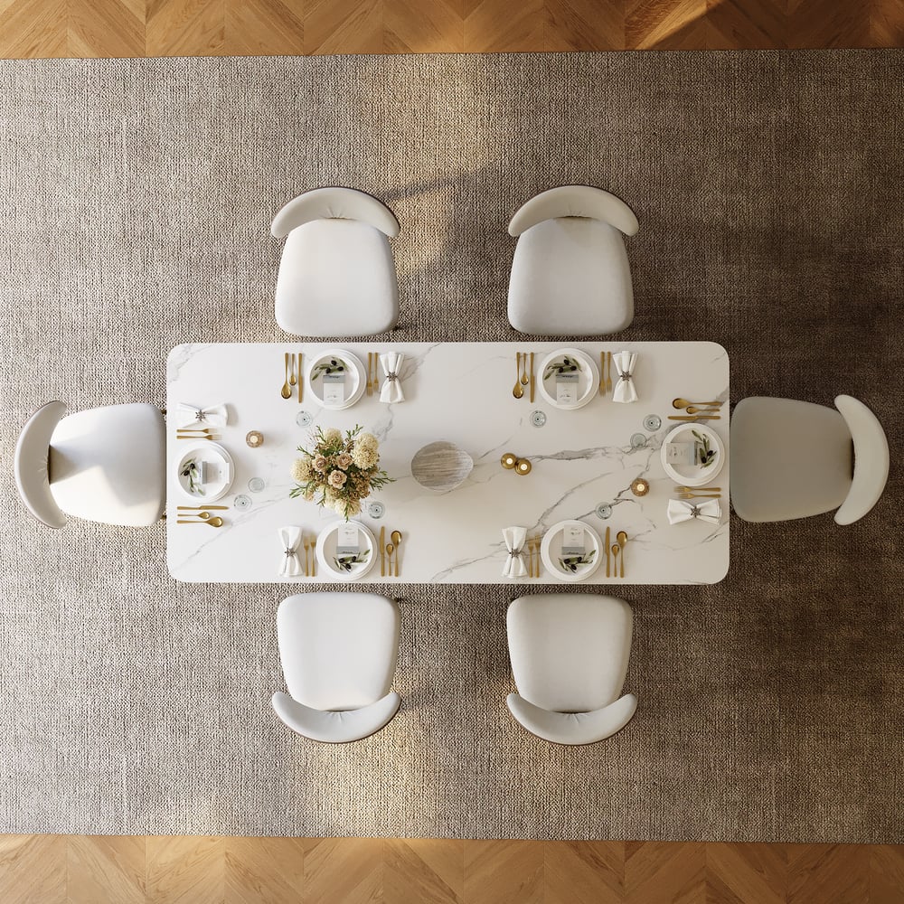 71.3" Modern Style Rectangle Sintered Stone Dining Table Seats 6-8 People window image