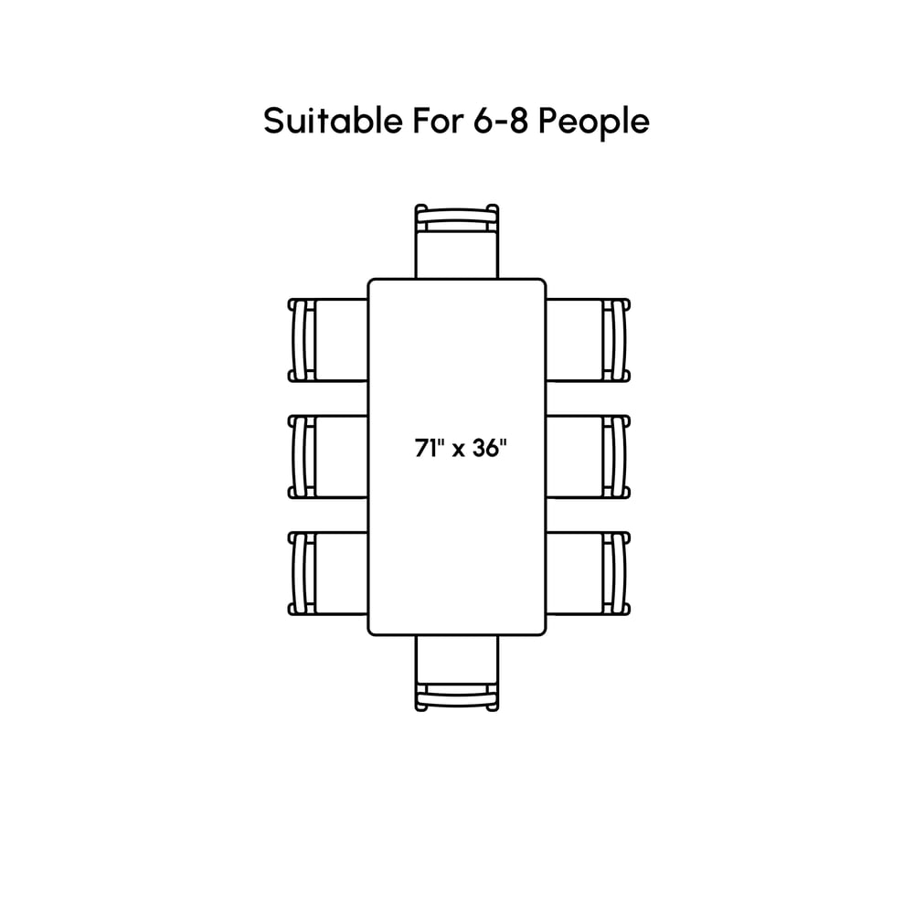 71.3" Modern Style Rectangle Sintered Stone Dining Table Seats 6-8 People window image