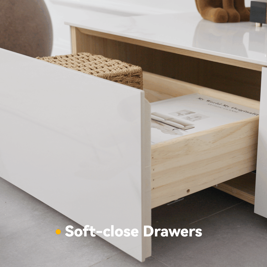 87" Sintered Stone Electric Fireplace Humidifier TV Stand window image