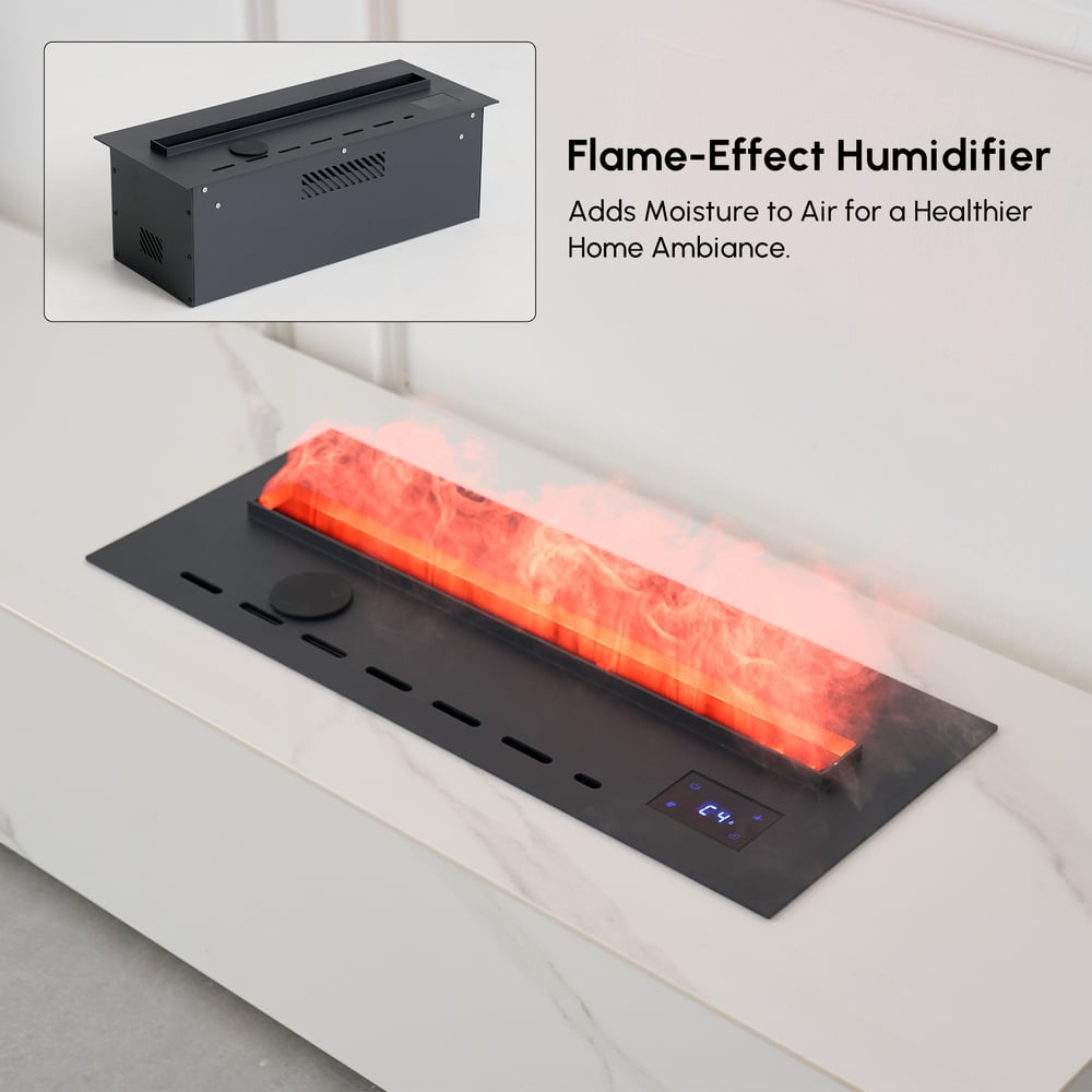 87" Sintered Stone Electric Fireplace Humidifier TV Stand window image