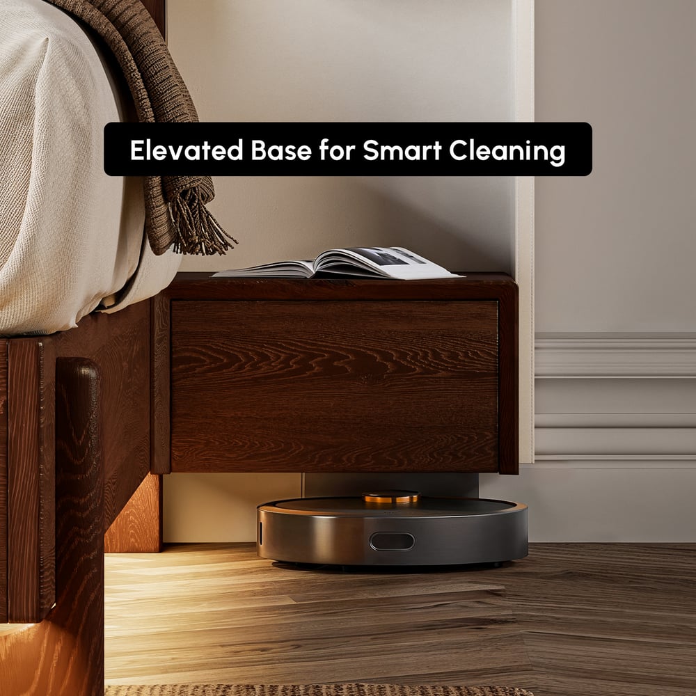 King Solid Wood Bed with Leather Extended Headboard & Floating Smart Nightstand Set window image