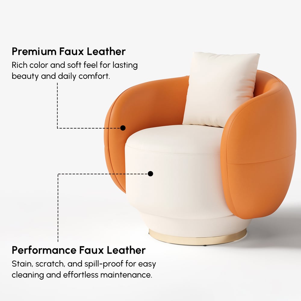 Suncurve Faux Leather 3-Seat Sofa Set with Swivel Accent Chairs Set of 2 window image