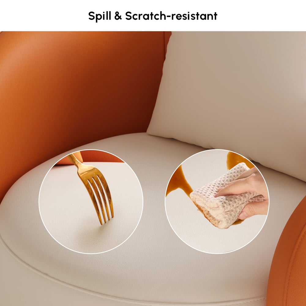 Suncurve Faux Leather 3-Seat Sofa Set with Swivel Accent Chairs Set of 2 window image