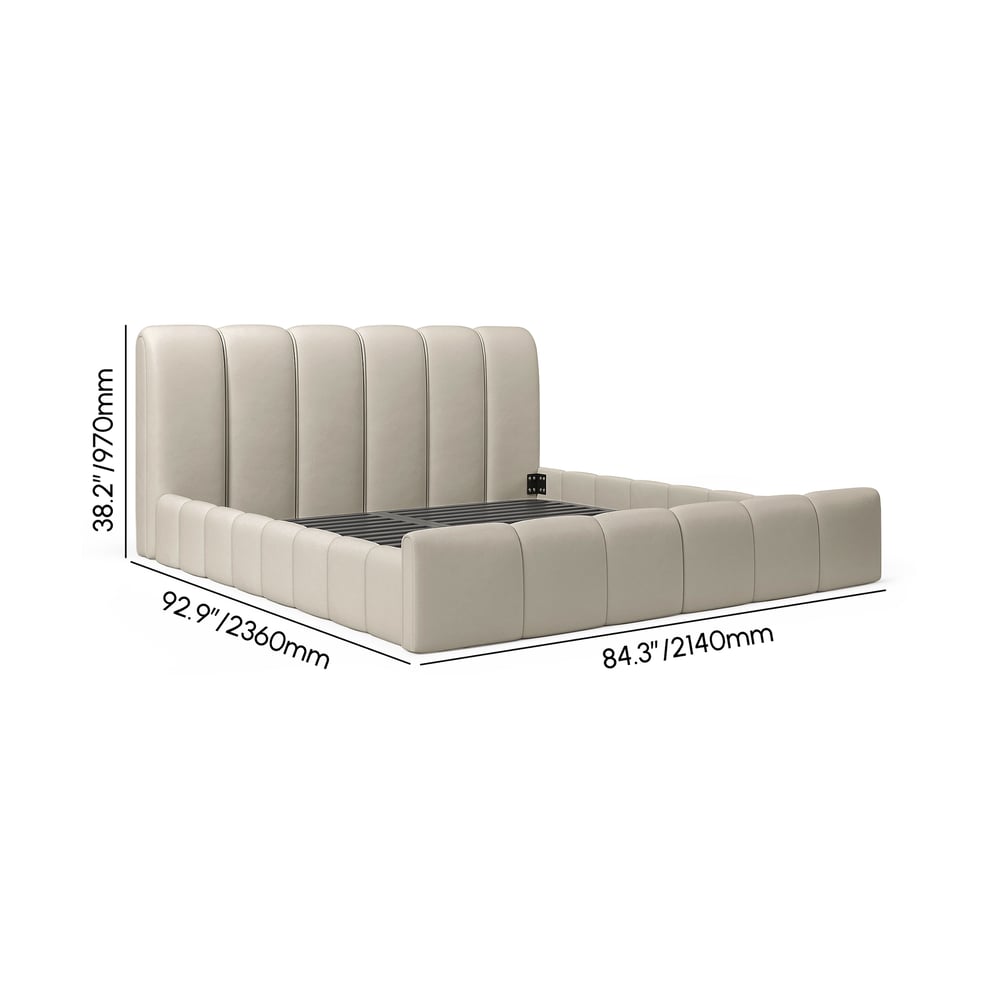 Humply Modern Leather Wingback King Bed Frame with Upholstered Headboard weights dimensions image