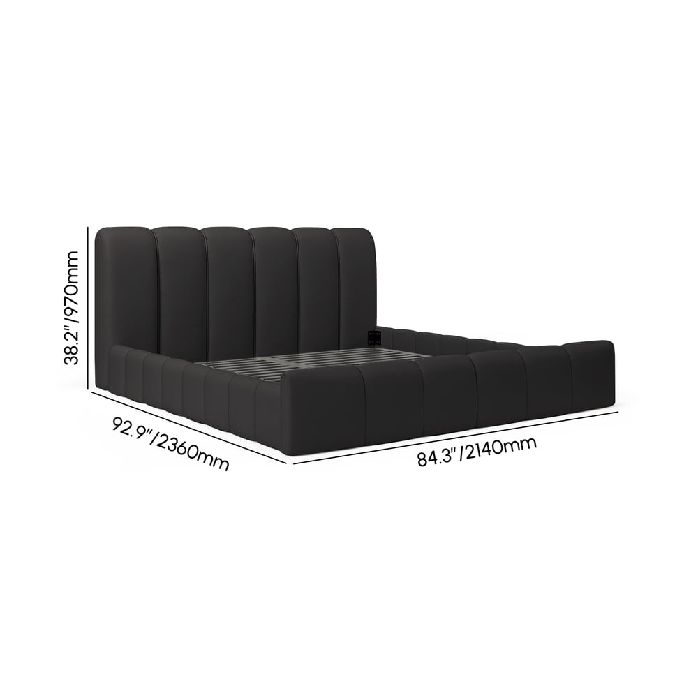 Humply Modern Leather Wingback King Bed Frame with Upholstered Headboard weights dimensions image